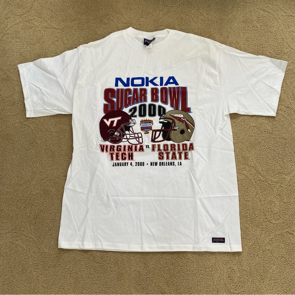 Vintage 2000 Nokia Sugar Bowl Virginia Tech Florida State T-Shirt Jansport XL